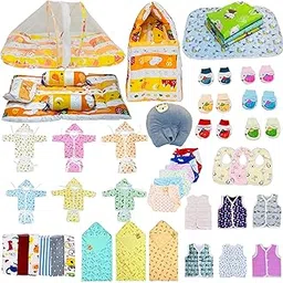 Infantbond by Fareto Baby Boy's & Girl's All Season Use Hospital Essential Combo for New Born | Gift Pack | Baby Products | Maternity Essentials | Bedding Set (60 Items)(0-6 Months) (Orange Fox)-picture-31