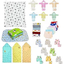 Infantbond by Fareto New Born Baby Essential Combo Pack | 56 in 1 Baby Care Gift Set | Cotton Clothes, Wrapper, Bedding & Accessories | Ideal for Baby Shower & Newborn Gifting (0-6 Months)-picture-25