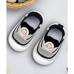 Infantso Knit Kicks Anti-Skid Cotton Socks Shoes with Rubber Sole for Walking Babies & Toddlers - Black-picture-23