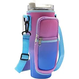 INFINIBYTE Water Bottle Carrier Bag with Strap & Pocket – Fits Stanley 40oz Tumbler, Neoprene Holder for Walking & Travel (Purple)-picture-29