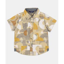 INFINITY Cord Cotton Half Sleeves Abstract Printed Shirt - Khaki-picture-25