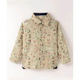 INFINITY Cotton Woven Full Sleeves Abstract Printed  Shirt - Khaki-picture-21