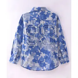 INFINITY Cotton Woven Full Sleeves Colour Splashed Shirt - Blue image 4