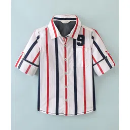 INFINITY Cotton Woven Full Sleeves Striped Shirt - White-picture-14