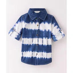 INFINITY Cotton Woven Full Sleeves Tie & Dye Shirt - Navy Blue-picture-30