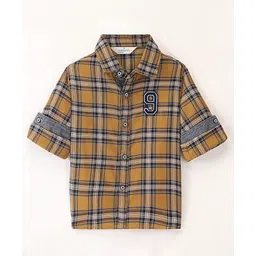 INFINITY Cotton Woven Full Sleeves Yarn Dye Checked Shirt - Mustard Yellow-picture-18