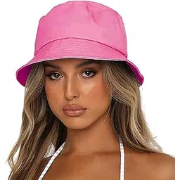 infispace Unisex 100% Cotton Foldable Bucket Beach Sun Hat- Pink-picture-16