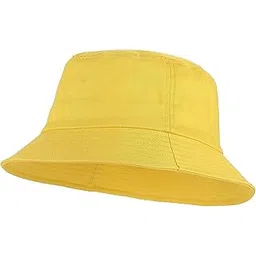 infispace Unisex Cotton Foldable Bucket Beach Sun Hat- Yellow-picture-14