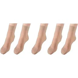 infispace Women & Girl's Ultra-Thin Transparent Nylon Ankle Length Summer Skin Socks (Pack of 5)-picture-14