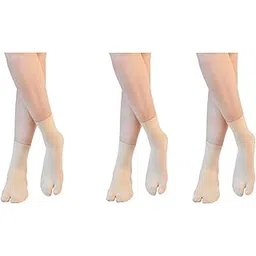 infispace Women & Girl's Ultra-Thin Transparent Nylon Ankle Length Summer Socks (3 pairs, Beige)-picture-15