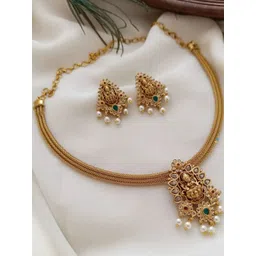 Influtive Gold-Plated Stone Studded & Beaded Temple Jewellery Set-picture-11