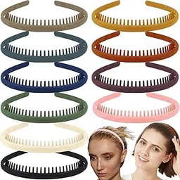 inheaven Non-Slip Plastic Headbands with Teeth Comb, 12 Pack, Hair Accessories for Women, Men, Teen Girls-picture-49