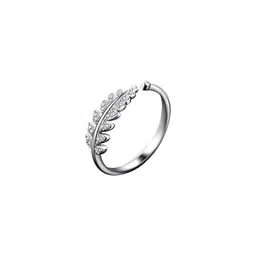 Inites Adjustable Silver Feather Leaf Finger Ring-picture-22