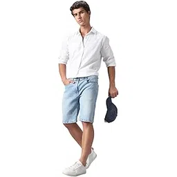 inkd Men's Denim Shorts - Mid-Rise | Regular Fit | Cotton Blend | Stretchable & Soft | Hybrid Shorts-picture-10
