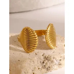 INKO & CO Gold-Plated intricate textured details Adjustable Finger Ring-picture-28