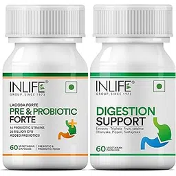 INLIFE Digestion Support Combo – Pre & Probiotics Forte and Ayurvedic Digestion Support Supplement | With 25 Billion CFU, FOS, Triphala, Pippali & More | Vegetarian Capsules-picture-24