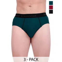inner element Men Pack Of 3 Pure Cotton Basic Briefs MEN_BRIEF_PK3_Maroon_Teal_Black_S-image-0