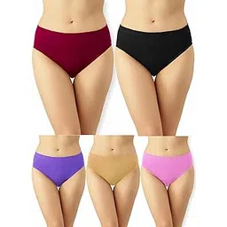 inner element Women's Pure Cotton Panties, Pack of 5 Solid Color Panty with Full Coverage-picture-43