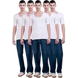 Men Pure Cotton Classic White Vest with Sleeves/Undershirt baniyan-image-46