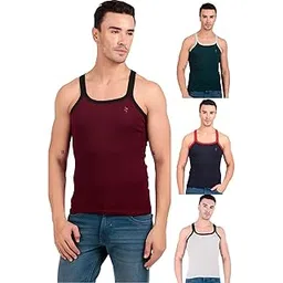 Men's Combed Cotton Rib Square Neck Sleeveless Gym Vest Multicolor Pack of 4-image-14