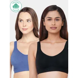 Inner Sense Blue & Black Cotton Full Coverage Bra - Pack Of 2-image-17