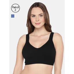 Inner Sense Blue & Black Solid Non-Wired Non Padded Sustainable T-shirt Bra ISB097_98-image-0
