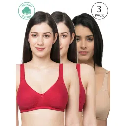 Inner Sense Maroon & Beige Full Coverage Bra - Pack of 3-picture-32