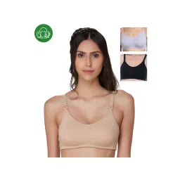 Inner Sense Organic Cotton Antimicrobial Nursing Bra Pack of 3 - Multi-Color-picture-29