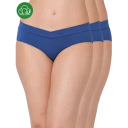Inner Sense Organic Cotton Knit Pack Of 2 Solid V Band Detailed Plus Size Maternity Panties - Blue-picture-26