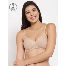 Inner Sense Pack Of 2 Beige & White Solid Antiodour T-Shirt Bras - Non-Wired-picture-35