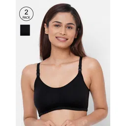 Inner Sense Pack Of 2 Black Non-Wired Organic Cotton Antimicrobial Maternity Sustainable Bras IMB004E-picture-26