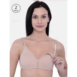 Inner Sense Pack of 2 Nude-Coloured & White Solid Antimicrobial Maternity Sustainable Bra IMB006E_6F-picture-36