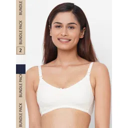 Inner Sense Pack Of 2 White & Navy Blue Solid Non-Wired Non Padded Sustainable Maternity Bra-picture-28