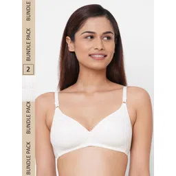 Inner Sense Pack Of 2 White Organic Cotton Antimicrobial Sustainable Supportive Stitch Bras ISBC099 image 1