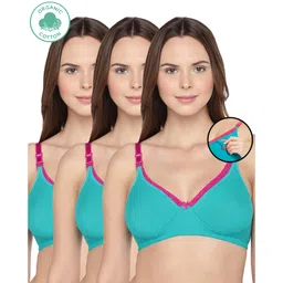 Inner Sense Pack Of 3 Organic Antimicrobial Laced Soft Nursing Bra - Green-picture-21