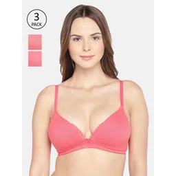 Inner Sense Pack Of 3 Pink Non-Wired Lightly Padded Organic Cotton T-shirt Sustainable Bras ISB042-picture-22