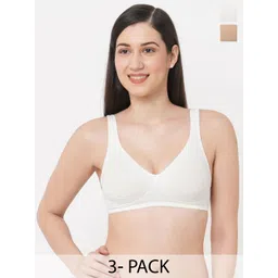 Inner Sense Pack of 3 White & Cream-Coloured Organic Cotton Antimicrobial Bra-picture-35