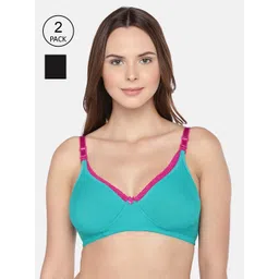 Inner Sense Sea Green & Black Solid Organic Cotton Maternity Sustainable Bra Pack of 2 IMB003B_3C--picture-22