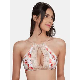 Inner Sense White & Pink Printed Organic Cotton Antimicrobial Non-wired Sustainable Bralette ISB089-picture-20