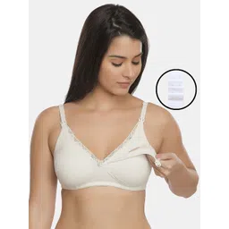 Inner Sense White Organic Cotton Antimicrobial Laced Soft Nursing Bra with an extender-picture-38
