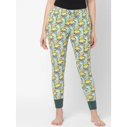 Inner Sense Women Blue Floral Print Organic Cotton Lounge Pants-image-24