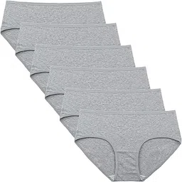 innersy Women's Mid Rise Tagless Plain Color Cotton Hipster Panties 6-Pack (Large/7(Hip:40-41.5"), French Grey)-picture-55