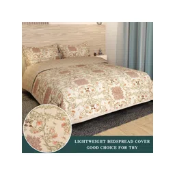 Innovative Edge Brown Floral Printed Cotton 210 TC King Bedsheet Set 2.54 m x 2.28 m-picture-30