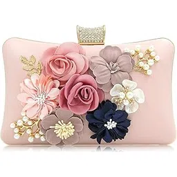 inovera (label) Women's Floral Evening Clutch Ladies Party Wedding Purse Bag (Rose Gold)-picture-29