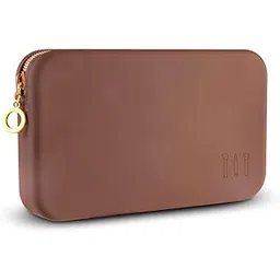 INOVERA (LABEL) Makeup Brush Holder Pouch Case for Travel - Silicone Cosmetic Brushes Kit - Travelling Make up Organizer Bag (Dark Brown)-picture-51