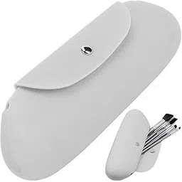 INOVERA (LABEL) Silicone Large Makeup Brush Holder - Cosmetic Face Brushes Pouch - Magnetic Anti-Fall Out, Sleek and Soft Makeup Tools Organizer for Travel (Grey)-picture-10