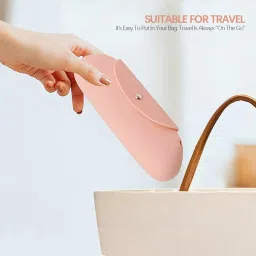 INOVERA (LABEL) Silicone Large Makeup Brush Holder - Cosmetic Face Brushes Pouch - Magnetic Anti-Fall Out, Sleek and Soft Makeup Tools Organizer for Travel (Rose Gold) image 4