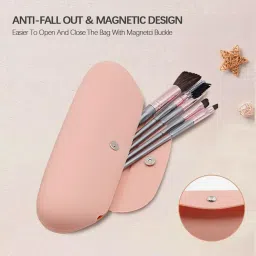INOVERA (LABEL) Silicone Large Makeup Brush Holder - Cosmetic Face Brushes Pouch - Magnetic Anti-Fall Out, Sleek and Soft Makeup Tools Organizer for Travel (Rose Gold) image 2