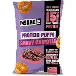 Insane Fit - PROTEIN PUFFS Smoky Chipotle (6 x 60G) | 15G Daily Protein, Low Calorie, High Fibre, PRObiotics | Roasted, Seasoned with Olive Oil | Gluten free | Healthy Snack for Fitness & Diet-picture-14