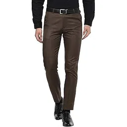 Men's Poly Viscose Jacu Slim Fit Formal Trouser (Brown; 30)-image-8